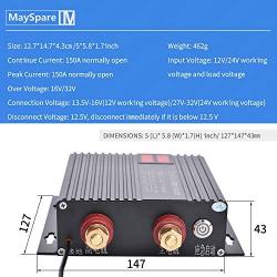 150 Amp Dual Battery Smart Isolator Universal 12V/24V Voltage Sensitive Relay for ATV, UTV, RV, Truck, Jeep, SUV Off-Roader Vehicle, High Current Protection Controller Split Charge Starter Relay