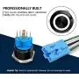 MGI SpeedWare Black Aluminum Push Button Switch 22mm with Socket, 3A 12vDC Ring LED (Momentary, White)
