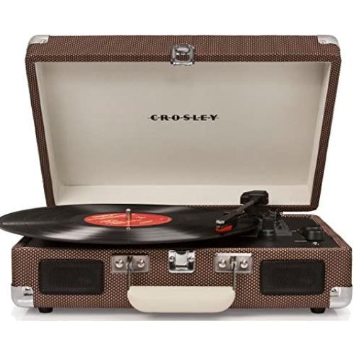 Crosley Cruiser Deluxe Vintage 3-Speed Bluetooth Suitcase Turntable, Tweed