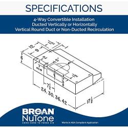 Broan-NuTone F403004 Insert with Light, Exhaust Fan for Under Cabinet Two-Speed Four-Way Convertible Range Hood, 30-Inch, Stainless Steel