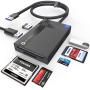 SD Card Reader 7 in 1, WARRKY Multi-Card Reader Hub for 3 USB 3.0, 4 Memory Cards [Fast, Simultaneous, Versatile] for Micro SD, TF, SDHC, SDXC, MMC, Micro SDXC, Micro SDHC, MS, UHS-I, CF, CFI