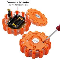 Twinkle Star 6 Pack LED Road Flares Flashing Warning Lights Roadside Safety Emergency Disc Beacon for Car, Marine Boat, Include 18 AAA batteries