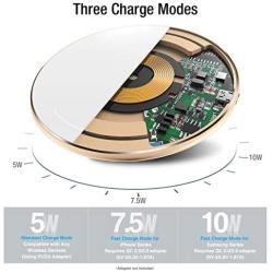 TOZO W1 Wireless Charger Thin Aviation Aluminum Computer Numerical Control Technology Fast Charging Pad Gold (NO AC Adapter)