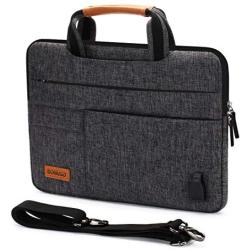 DOMISO 10.1 Inch Multi-Functional Laptop Sleeve Business Briefcase Messenger Bag with USB Charging Port for 10.1-10.5 Inch Laptop / Tablet / iPad Pro / iPad Air / Lenovo Yoga Book , Black Zipper