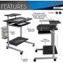 Techni Mobili Compact Computer Cart With Storage, Graphite