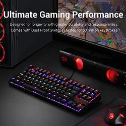 Redragon K552 Mechanical Gaming Keyboard RGB LED Rainbow Backlit Wired Keyboard with Red Switches for Windows Gaming PC (87 Keys, Black)
