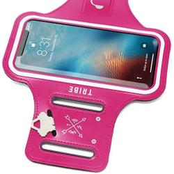 TRIBE Water Resistant Cell Phone Armband Case for iPhone 11, 11 Pro, 11 Pro Max, X, Xs, Xs Max, Xr, 8, 7, 6, Plus Sizes, Galaxy S10, S9, S8, S7, Plus Sizes and More! Adjustable Elastic Band & Key Slot