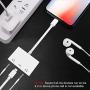 3 in 1 Dual 3.5mm Headphone Jack Adapter - Earphone Jack Audio and Charging Adapter - Headphone Splitter For iPhone 11 / XS / XS Max / XR / X / 8 / 8plus / 7 / 7plus / iPad -Support IOS 13- White