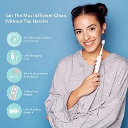 Smile Bright Store Platinum Electronic Sonic Toothbrush with UV Antibacterial Sanitizing Charging Case - Rechargeable Storage Base, (Charcoal)