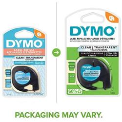 DYMO - DYM16952 Authentic LetraTag Labeling Tape for LetraTag Label Makers, Black Print on Clear pastic Tape, 1/2 W x 13 L, 1 roll (16952)