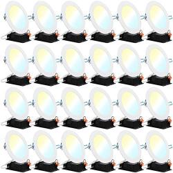 Sunco Lighting 24 Pack 6 Inch Slim LED Downlight with Junction Box, Select from 5 Colors (2700k/3000k/3500k/4000k/5000k), 14W=100W, 850 LM, Dimmable, Selectable Recessed Fixture, IC Rated - UL