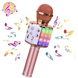 BlueFire Bluetooth 4 in 1 Karaoke Wireless Microphone with LED Lights, Portable Microphone for Kids, Girls, Boys and Adults (Pink)