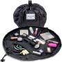 Lay-n-Go Drawstring Makeup Bag – Black, 20 inch - Travel Cosmetic Bag, Scrunch Sac Makeup Bag Opens Flat for Easy Access, Makeup Pouch, Durable and Stylish