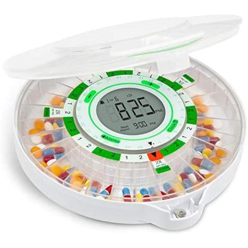 LiveFine 28-Day Automatic Pill Dispenser with Upgraded LCD Display, Key Lock, Sound & Light for Prescriptions, Medication, Vitamins, Supplements & More