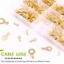 Keadic 260 Pieces M3 M4 M5 M6 M8 M10 Open Barrel Wire Crimp Copper Terminal Connerctor Assortment Kit, Non-Insulated Ring Lugs Crimp Cable Connector for Crimp Solid Wires or Stranded Wires(Gold)