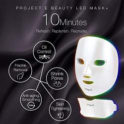 Project E Beauty Photon Skin Rejuvenation Face & Neck Mask | Wireless LED Photon Red Blue Green Therapy 7 Color Light Treatment Anti Aging Spot Removal Wrinkles Whitening Facial Skin Care Mask