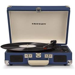 Crosley Cruiser Deluxe Vintage 3-Speed Bluetooth Suitcase Turntable, Blue
