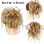 Gangel Hair Bun Hairpieces Extensions Curly Wavy Hair Ponytail Synthetic Hair Fibers Elastic Scrunchie Half Updo Hair Wig For Women and Girls(Pack of 1) (Strawberry Blonde(27#))