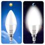 Dusk to Dawn Night Light Bulbs 6W E12 Light Sensor Bulb 6000K 60w Equivalent LED Bulb E12 LED Candelabra Bulb Base,Auto On and Off for Home,Outdoor,Yard Light,White (2 Pack)