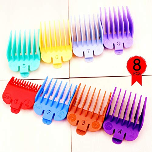 YG_Oline Hair Clipper Cutting Guides Set, 8 Colors and 8 Sizes Professional Hair Trimmer, Electronic Hair Clipper Coded Guide Combs for All Age People, 1/8 to 1