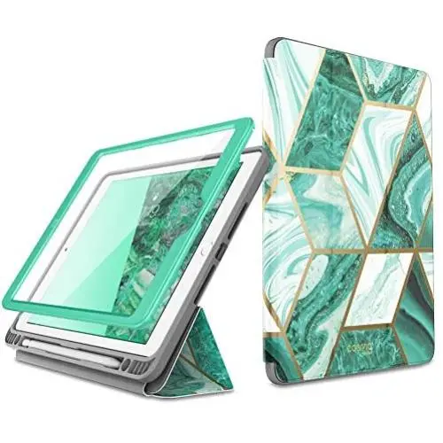 i-Blason Cosmo Case for New iPad 8th/7th Generation, iPad 10.2 2020 2019 Case, Full-Body Trifold with Built-in Screen Protector Protective Smart Cover with Auto Sleep/Wake & Pencil Holder (Prasio)