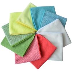 SINLAND Microfiber Dish Cloth for Washing Dishes Dish Rags Best Kitchen Cloths Cleaning Cloths with Poly Scour Side 5 Color Assorted 12''x12'' 10 Pack (Pinkx2+bluex2+whitex2+yellowx2+greenx2)