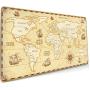 Vector Antique World Map Countries Gaming Mouse Pad Computer Keyboard Mouse Mat Large Extended Soft Ultra Thick Premium-Textured & Waterproof with Stitched Edges Non-Slip Rubber Base for Work, Laptop