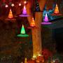 Halloween Witch Hat Lights Decoration, 8 Pieces Hanging Glowing Witch Hat String Lights Decor with Remote, 8 Lighting Modes Battery Powered Halloween Witch Hat Decor for Outdoor Yard Tree