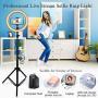 Belifu 10'' Selfie Ring Light with Adjustable Tripod Stand, 3 Modes 10 Brightness Levels, LED Ring Light with Phone Holder for Vlogs, Live Stream, Phone,YouTube,Self-Portrait Shooting