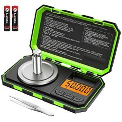 ORIA Digital Pocket Scale, Digital Milligram Pocket Scale 50g/ 0.001g, Jewelry Scale with Tweezers, Calibration Weights, 6 Units, Backlit Display, Auto Off, Tare, Stainless Steel (Battery Included)