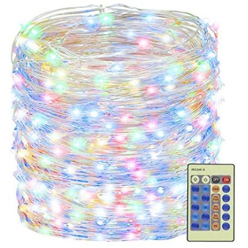 Decute 500LED Fairy String Lights Multi-Color Christmas Lights 164ft Silver Wire w/Remote, Firefly Lights Starry Light for DIY Christmas Tree Costume Wedding Party Table Centerpiece Decor