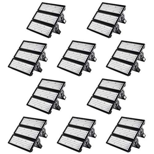 Viugreum 10 Pack 300W LED Flood Lights Outdoor, 30000 Lumen, 1800W Equivalent Daylight White 6000K 60° Beam Angle LED Spot Light, IP67 Waterproof Security Long Distance Work Lighting