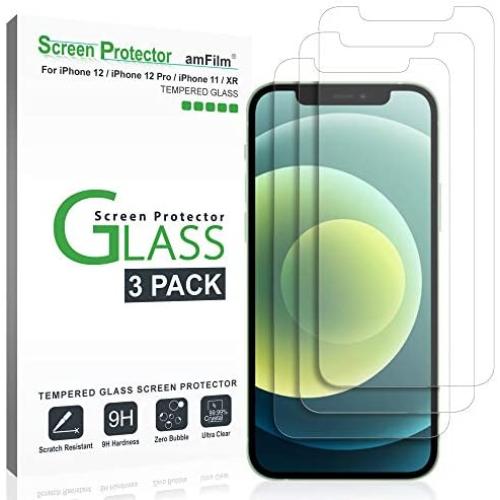 amFilm Screen Protector Glass for iPhone 11 / iPhone XR (6.1'' display) (3 Pack) With Easy Installation Tray