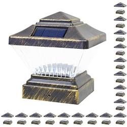 18 Pack Vintage Bronze Garden 4 x 4 Solar LED Post Deck Cap Square Fence Light Landscape Lamp Lawn PVC Vinyl Wood