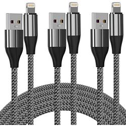 Short iPhone Charger 1 ft, 3 Pack 1 feet Short Lightning Cable & Data Sync Fast 1 Foot iPhone Cord Compatible with iPhone Xs max/xr/x/8/8 Plus/7/7 Plus/6/6s Plus/5s/5,iPad(Silver)
