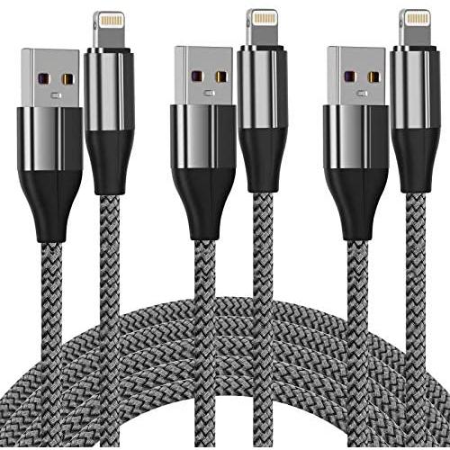 Short iPhone Charger 1 ft, 3 Pack 1 feet Short Lightning Cable & Data Sync Fast 1 Foot iPhone Cord Compatible with iPhone Xs max/xr/x/8/8 Plus/7/7 Plus/6/6s Plus/5s/5,iPad(Silver)