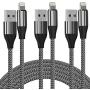 Short iPhone Charger 1 ft, 3 Pack 1 feet Short Lightning Cable & Data Sync Fast 1 Foot iPhone Cord Compatible with iPhone Xs max/xr/x/8/8 Plus/7/7 Plus/6/6s Plus/5s/5,iPad(Silver)