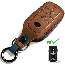 Dedicated Car Key Fob Cover, Suit for Keyless Control for 2017-2020 RAV4 Camry Corolla C-HR Highlander Tacoma Highlander 4Runner Tundra Prius etc (B Style, Brow）
