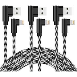 90 Degree iPhone Charger 10ft Lightning Cable Right Angle iPhone Cable 3 Pack Quick&Fast Charging Nylon Braided Charger Cord Compatible with iPhone 12 11 Xs MAX XR X 8 7 6s Plus