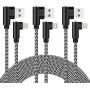 90 Degree iPhone Charger 10ft Lightning Cable Right Angle iPhone Cable 3 Pack Quick&Fast Charging Nylon Braided Charger Cord Compatible with iPhone 12 11 Xs MAX XR X 8 7 6s Plus