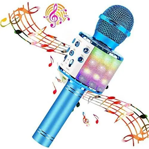 BlueFire Bluetooth 4 in 1 Karaoke Wireless Microphone with LED Lights, Portable Microphone for Kids, Girls, Boys and Adults (Blue) BlueFire Bluetooth 4 in 1 Karaoke Wireless Microphone with LED Lights, Portable Microphone for Kids, Girls, Boys and Adults (Blue)