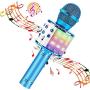 BlueFire Bluetooth 4 in 1 Karaoke Wireless Microphone with LED Lights, Portable Microphone for Kids, Girls, Boys and Adults (Blue)