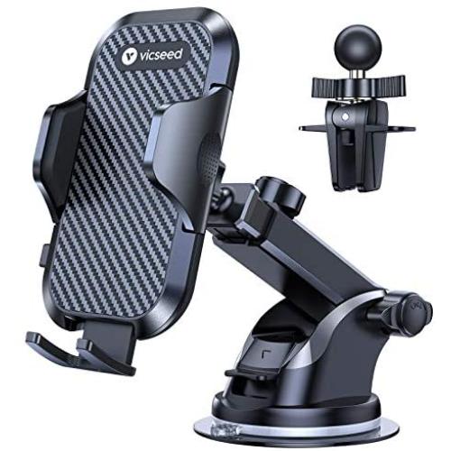 VICSEED Universal Car Phone Mount Car Phone Holder for Car Dashboard Windshield Air Vent Long Arm Strong Suction Cell Phone Car Mount Fit with iPhone SE 11 Pro X XS Max XR Galaxy S20 All Phones