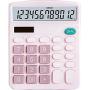 YOUHO Calculator, 12-bit Solar Battery Dual Power Standard Function Electronic Calculator with Large LCD Display Office Calculator Black(ONE Battery) (KK-837B, 1PACK，Pink)
