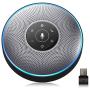 Bluetooth Speakerphone - M2 Gray Conference Speaker w/Dongle, Idea for Home Office 360º Voice Pickup 4 AI Echo & Noise Canceling Microphones, Skype USB Speakerphone AUX in/Out for up to 8 People