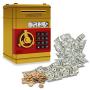 HeQiao Novelty Digital Piggy Bank Electronic Automatic Rolled-into Paper Money Box Password Safe Coin Banks for Gifts (Gold)