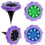 Flower Solar Disk Lights Outdoor, 4PCS 8 LED Waterproof Solar Garden Lights Outdoor Solar Ground Lights for Pathway Garden Yard Walkway(Purple)