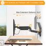 ErGear Monitor Wall Mount Bracket for 17 to 32 Inch Screens, Height Adjustable Full Motion Articulating Gas Spring Single Stand w/Extended Arm Extends Up to 18.3 Inch Fits Four VESA Mounting Sizes