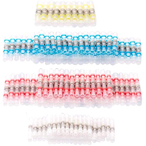 120PCS Solder Seal Wire Connectors Kit-Heat Shrink Butt Connectors-Waterproof Wire Connectors for Marine Automotive Aircraft Boat Truck Stereo Wire Joint (Medium-120PCS)