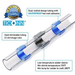 TICONN 150 PCS Solder Seal Wire Connectors, Heat Shrink Butt Connectors, Waterproof and Insulated Electrical Wire Terminals, Butt Splice (150PCS)